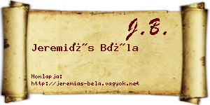 Jeremiás Béla névjegykártya