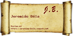 Jeremiás Béla névjegykártya