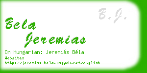 bela jeremias business card